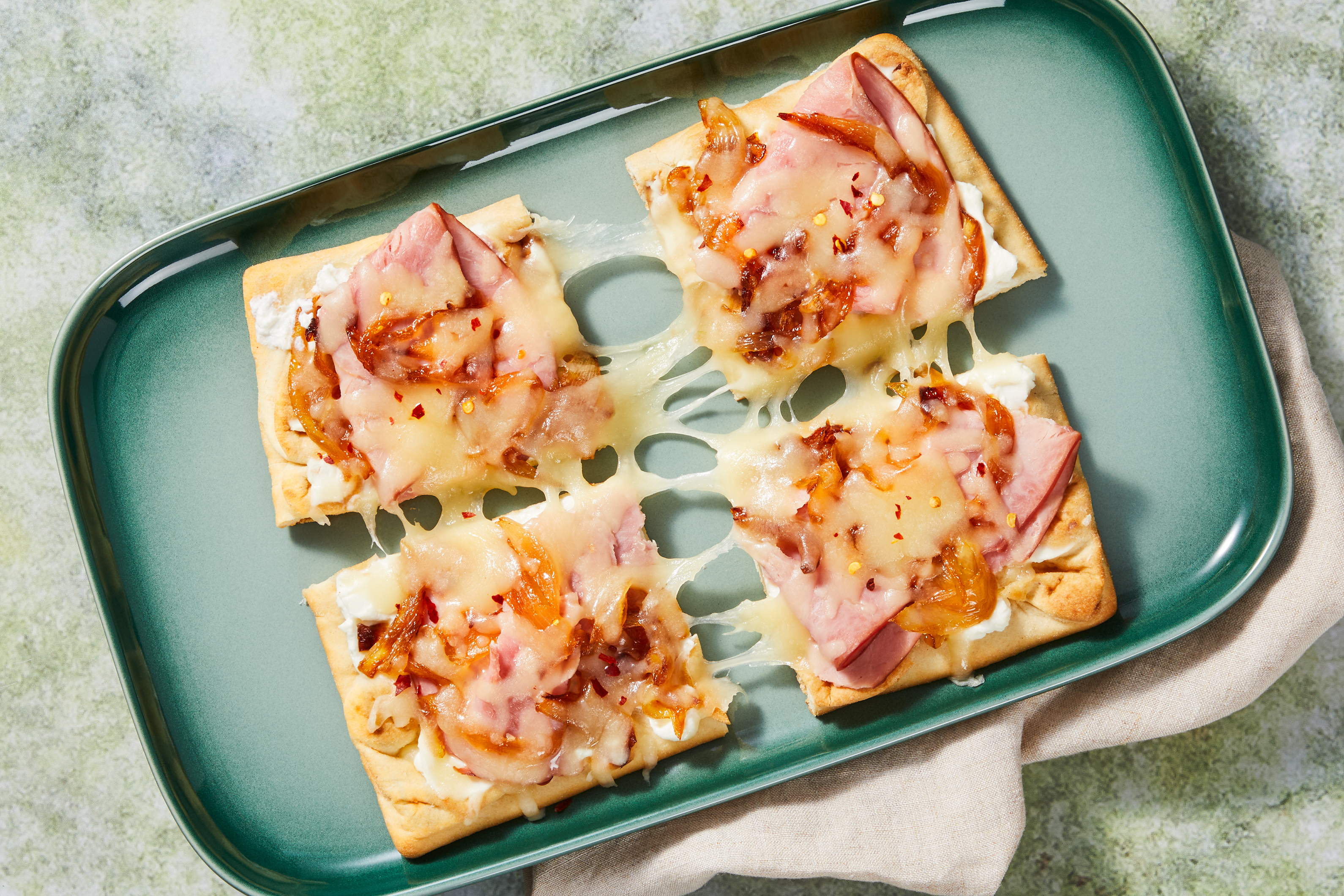 Caramelized Onion & Ham Flatbreads