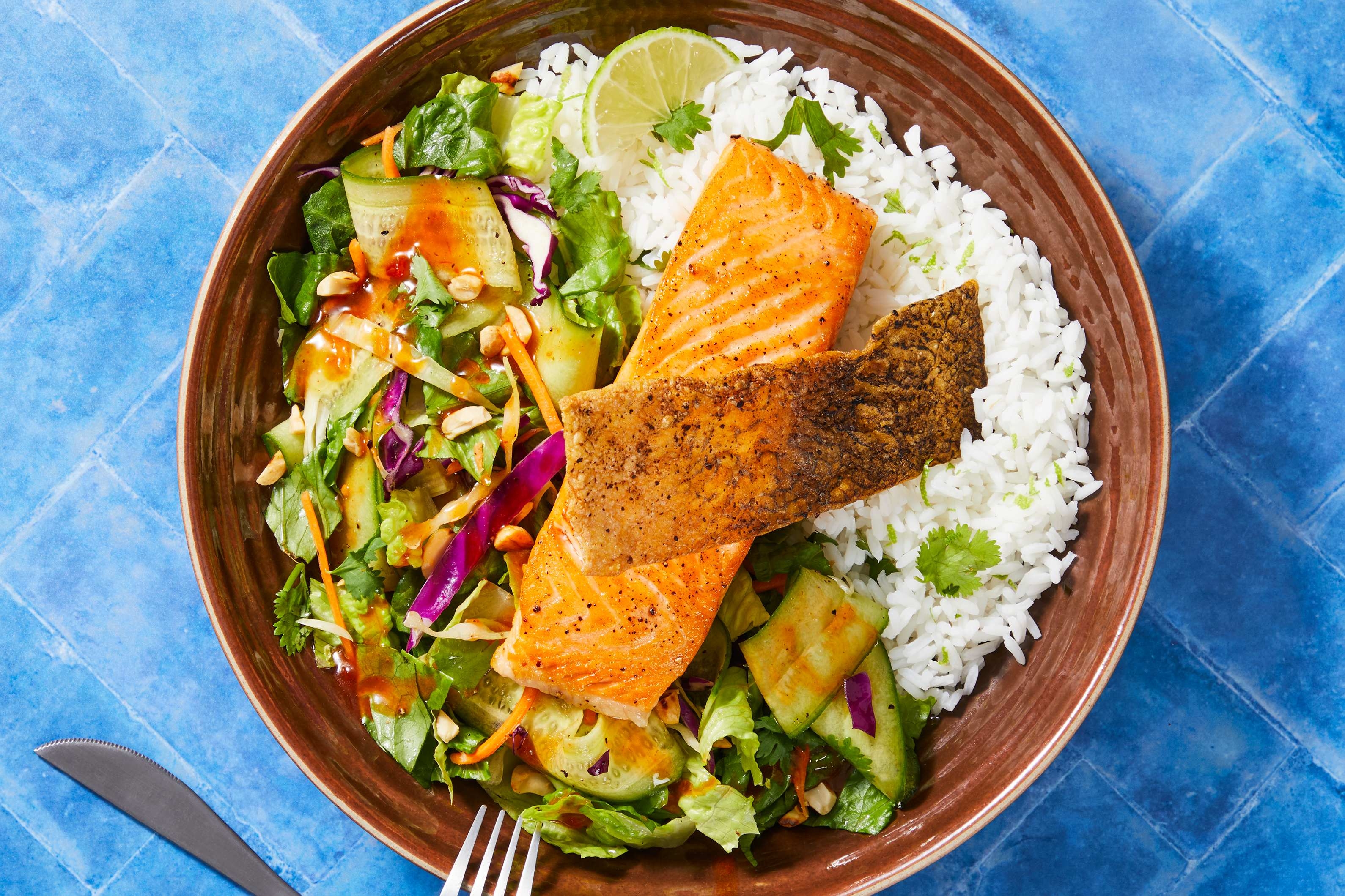 Crispy-Skin Salmon & Thai Chili Slaw