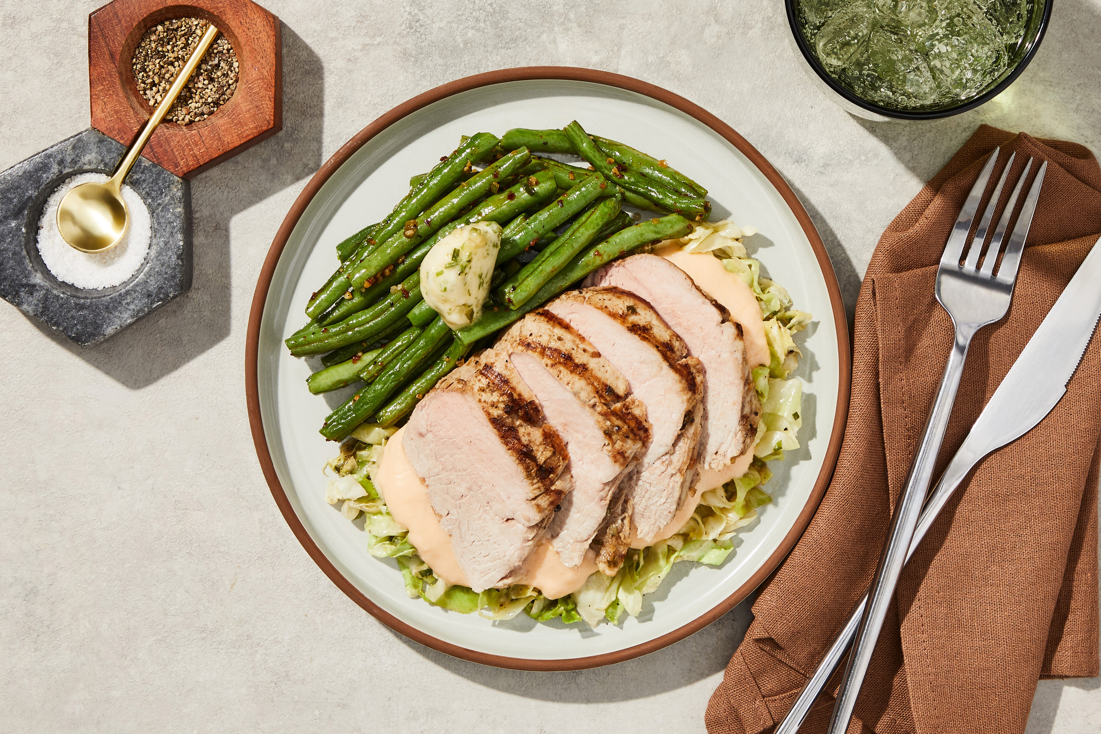 Pork Tenderloin & Cheesy Cabbage