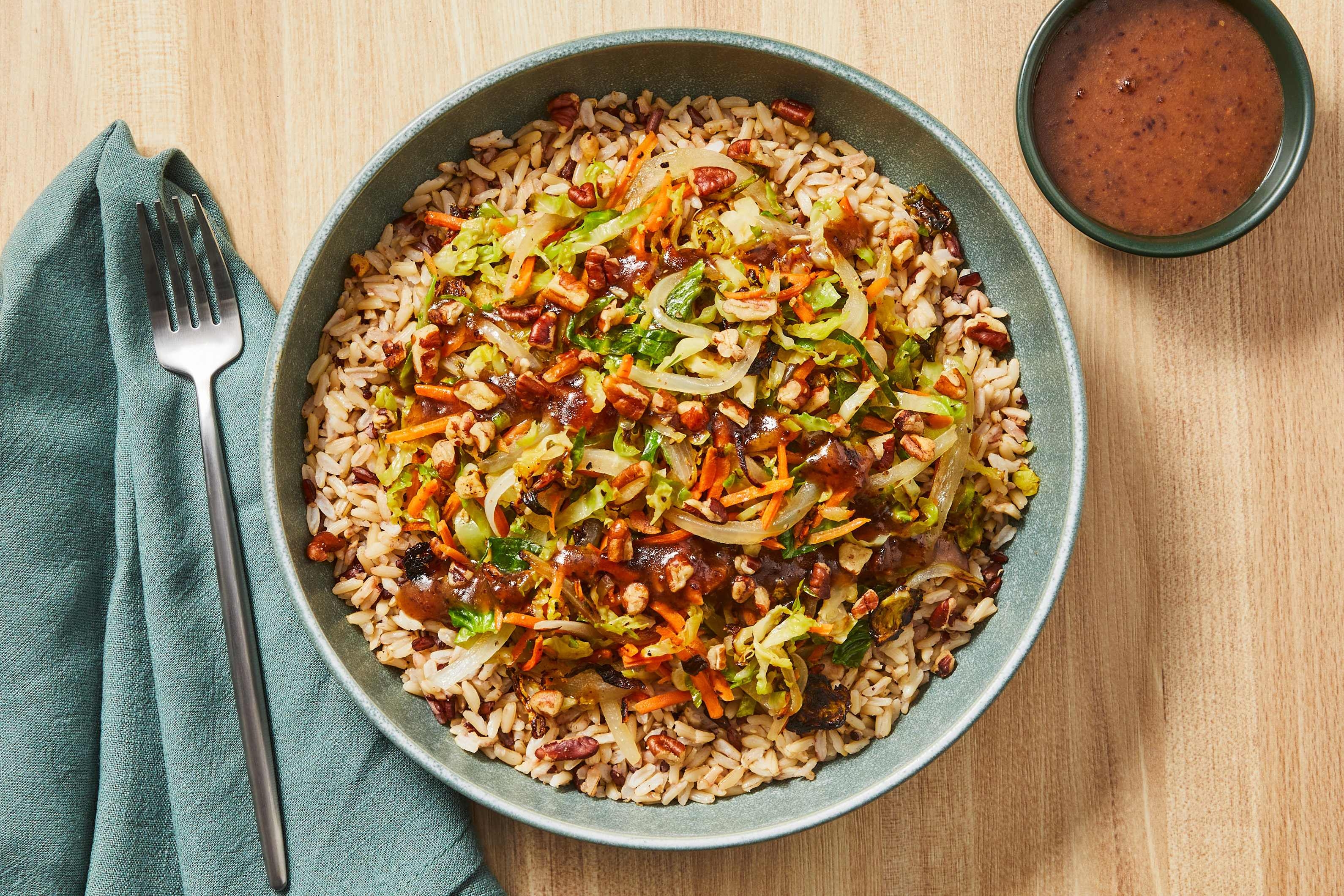 Shrimp & Warm Brussels Sprout Grain Bowls