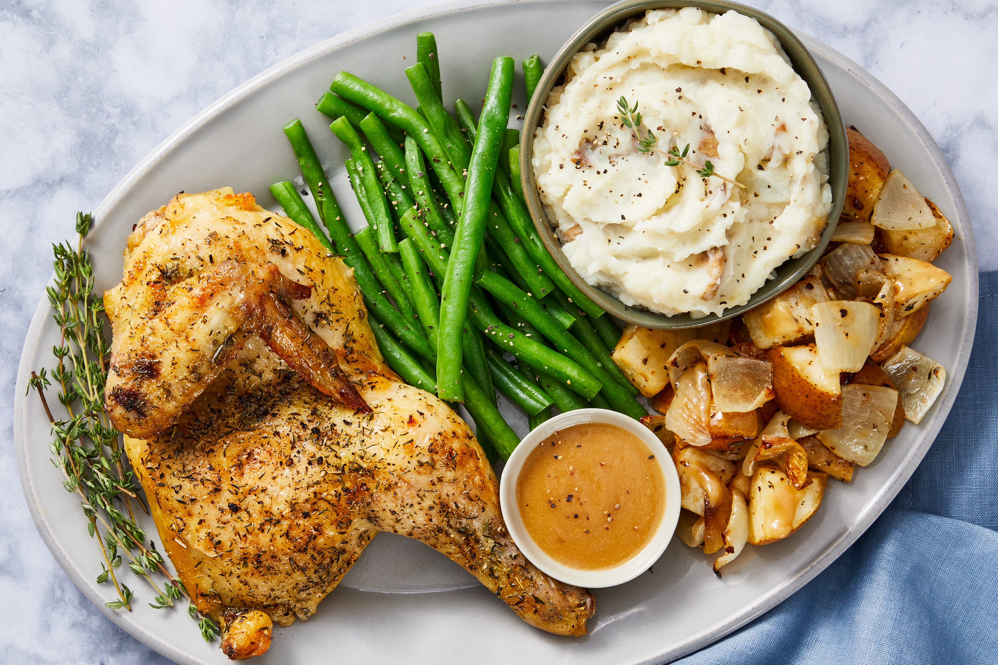 Roasted Half Chicken with Pear & Thyme