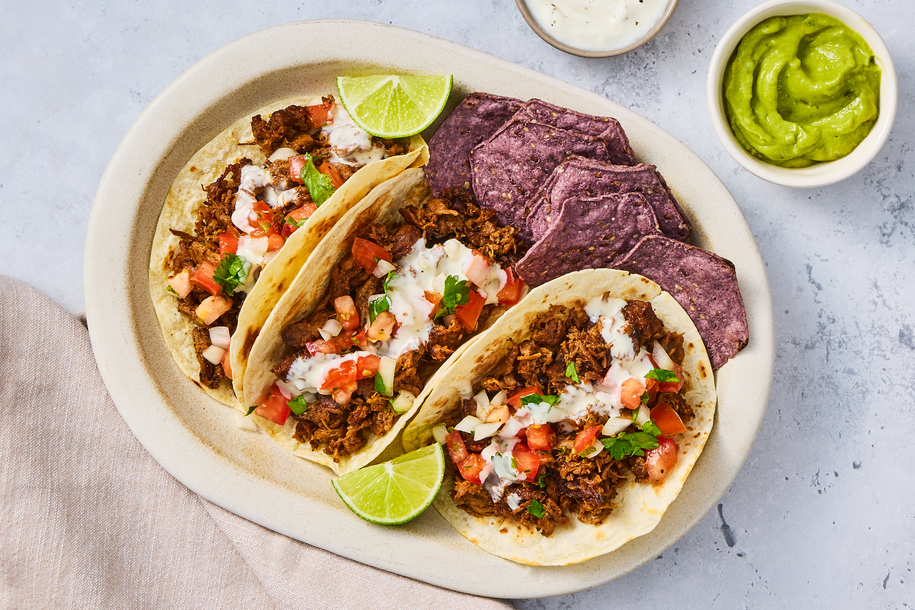 Pulled Mushroom Taco Board