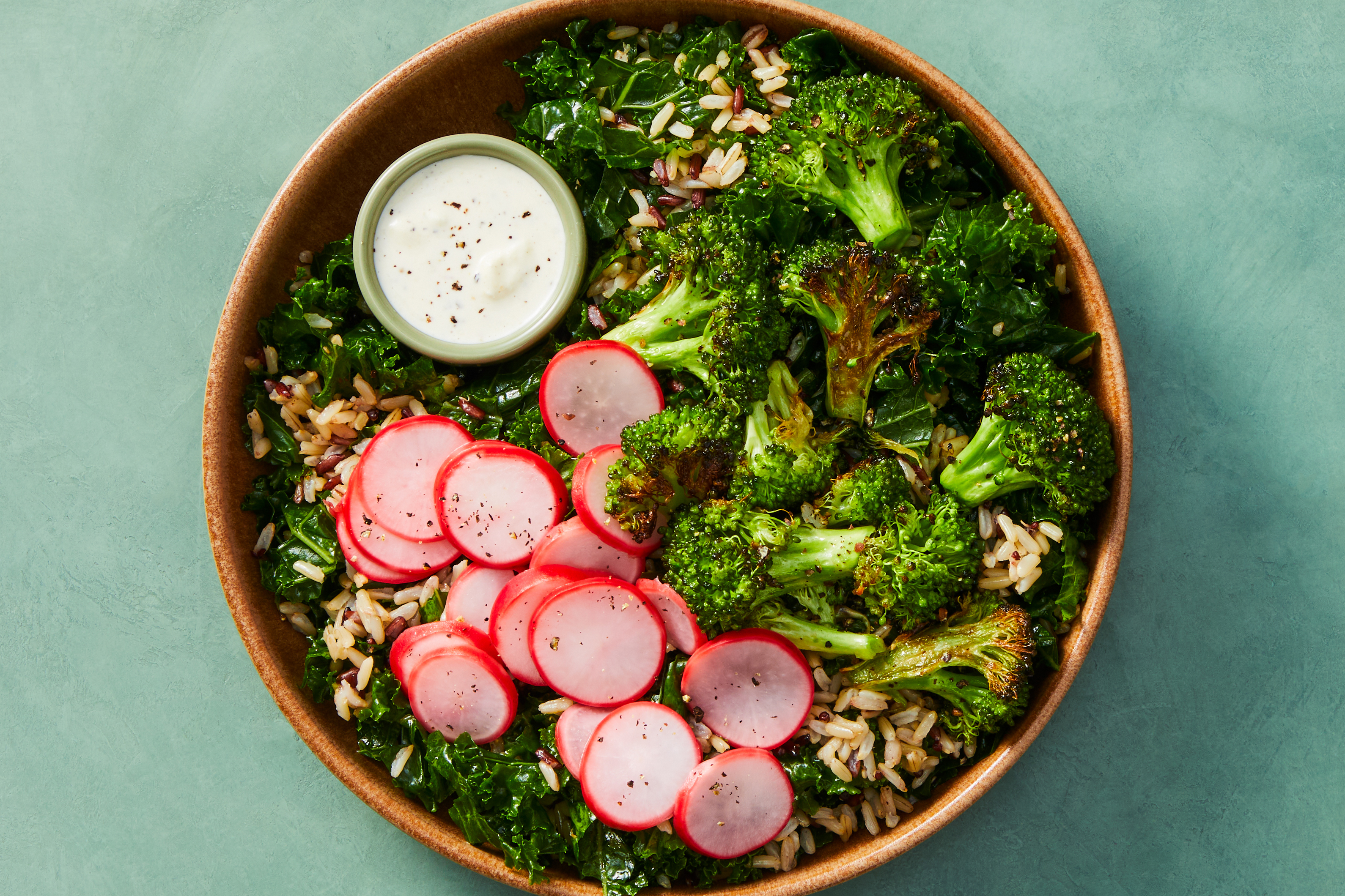 Kale & Grain Bowls with Feta Dressing