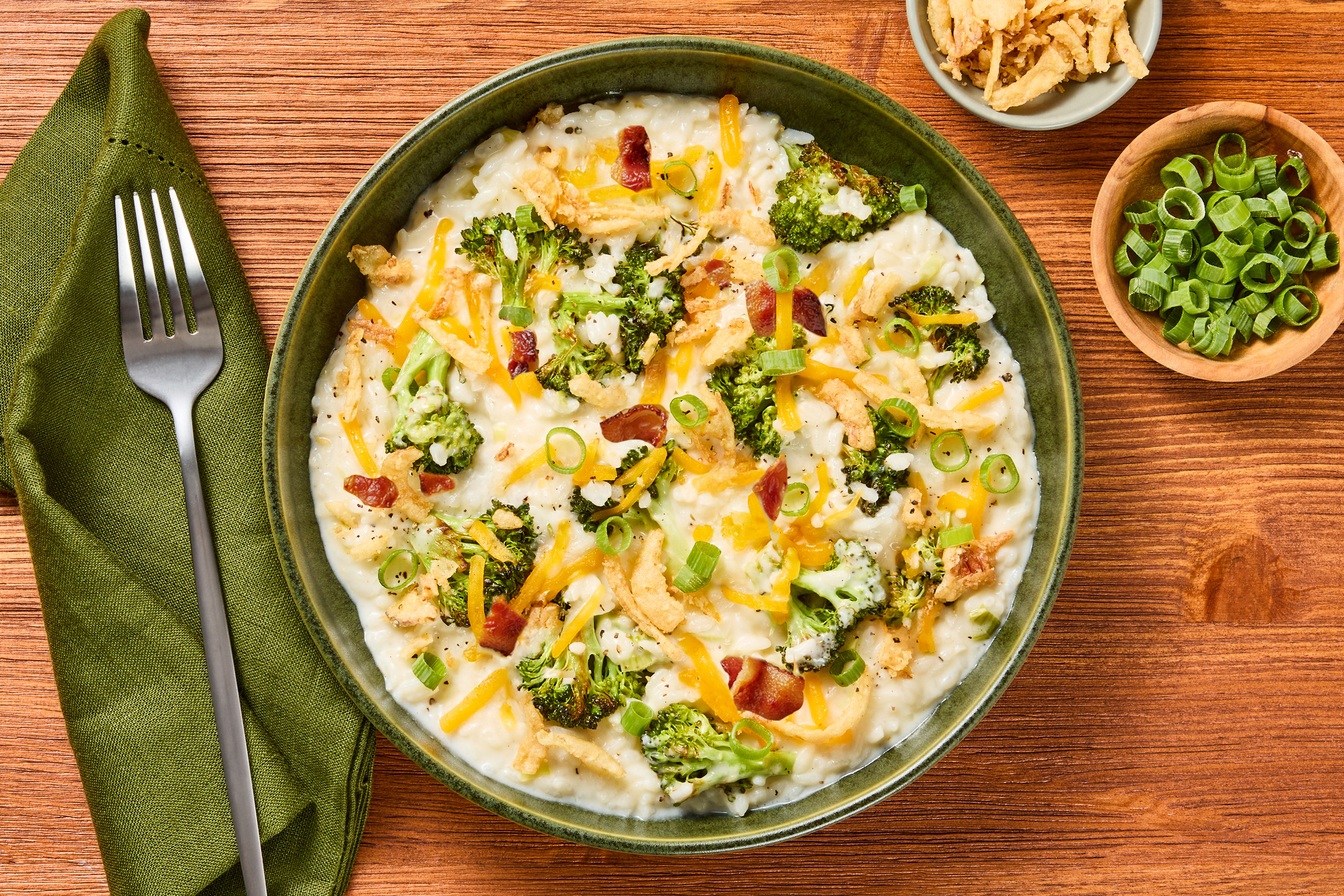 Creamy Cheddar Broccoli & Bacon Risotto