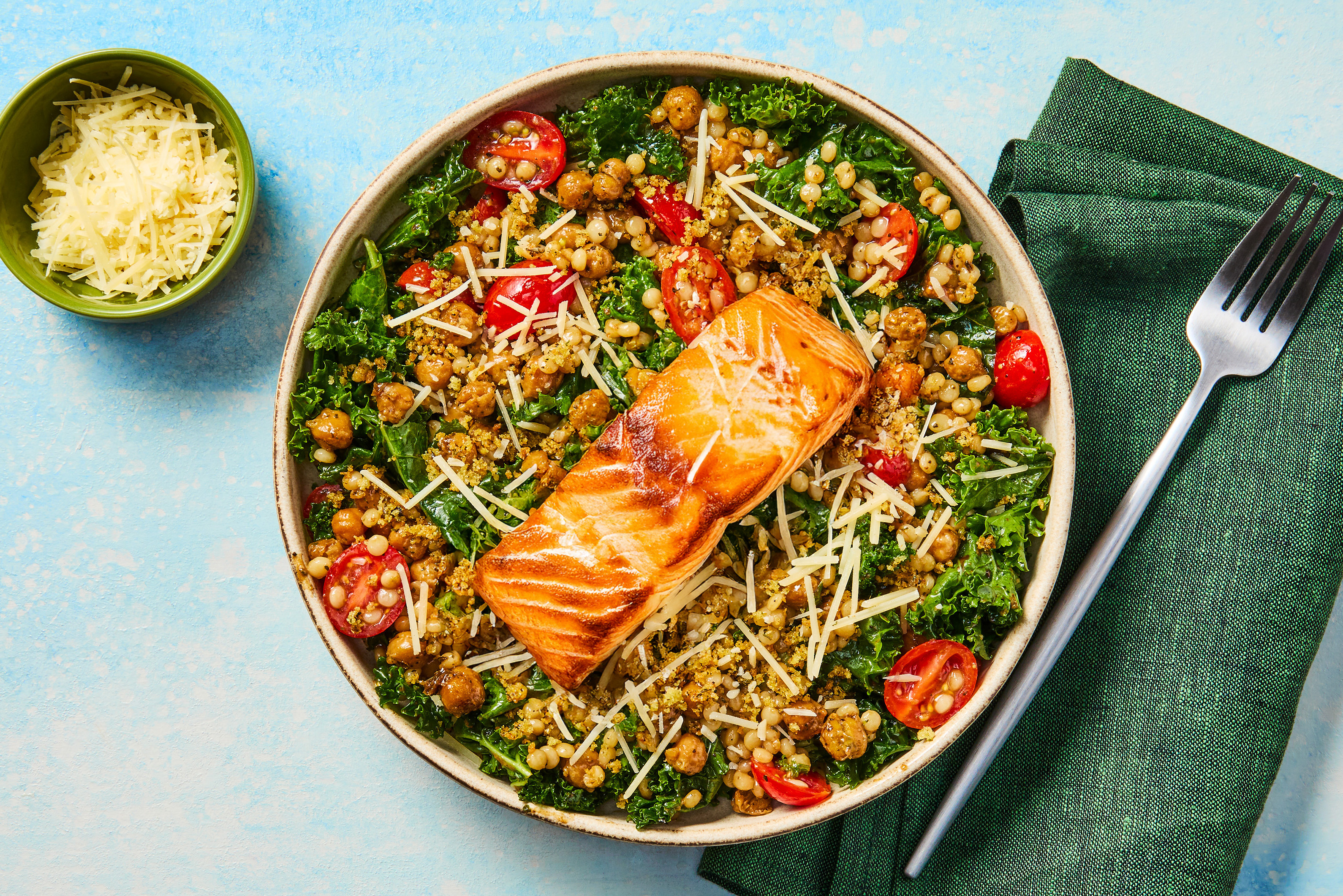 Italian Kale, Salmon & Couscous Salad