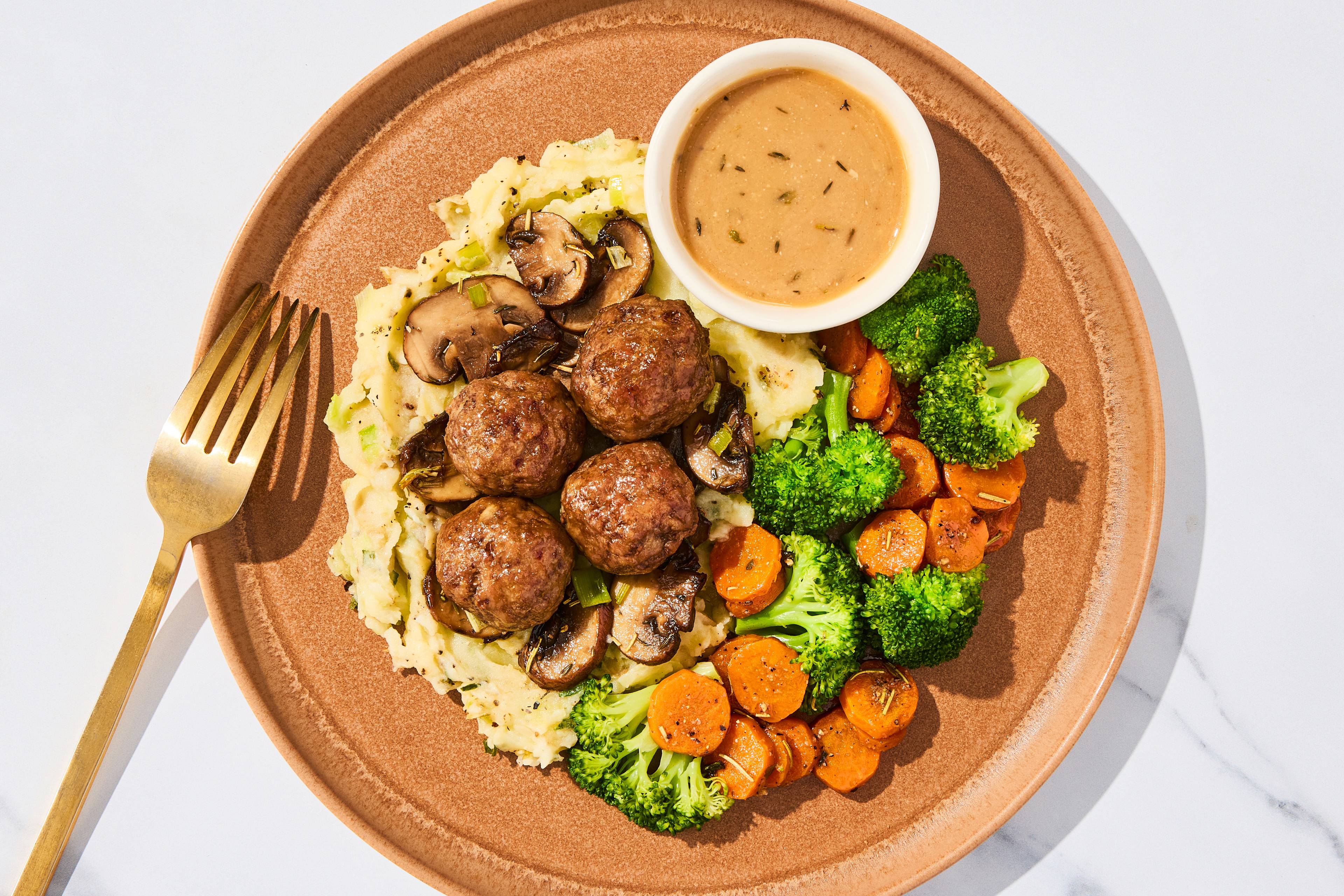 Cremini Mushrooms & Meatballs