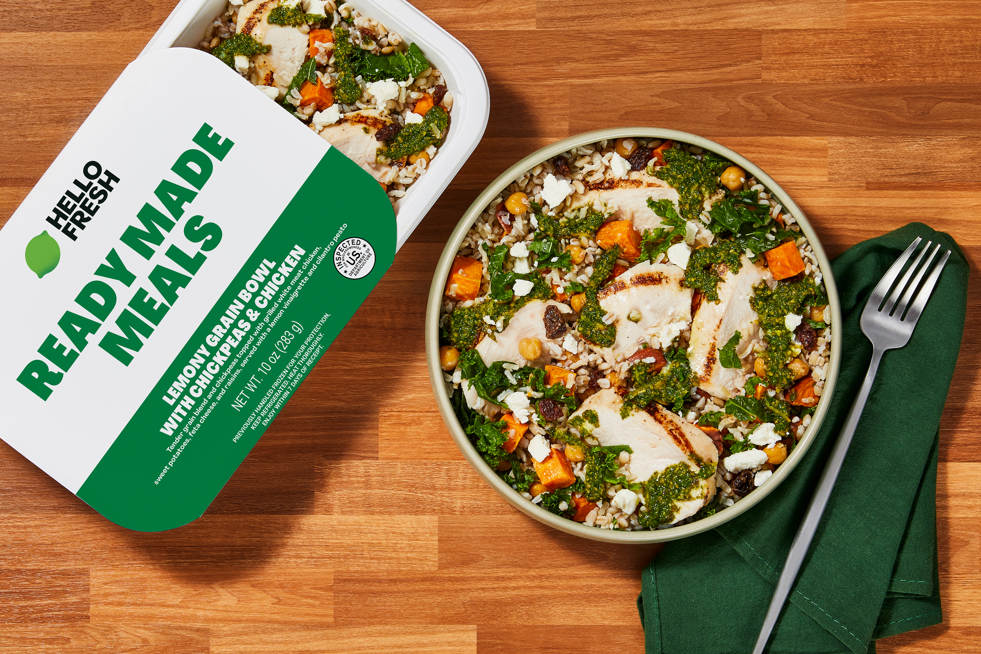 Ready Made Meal, Lemony Grain Bowl with Chickpeas and Chicken (Menu)