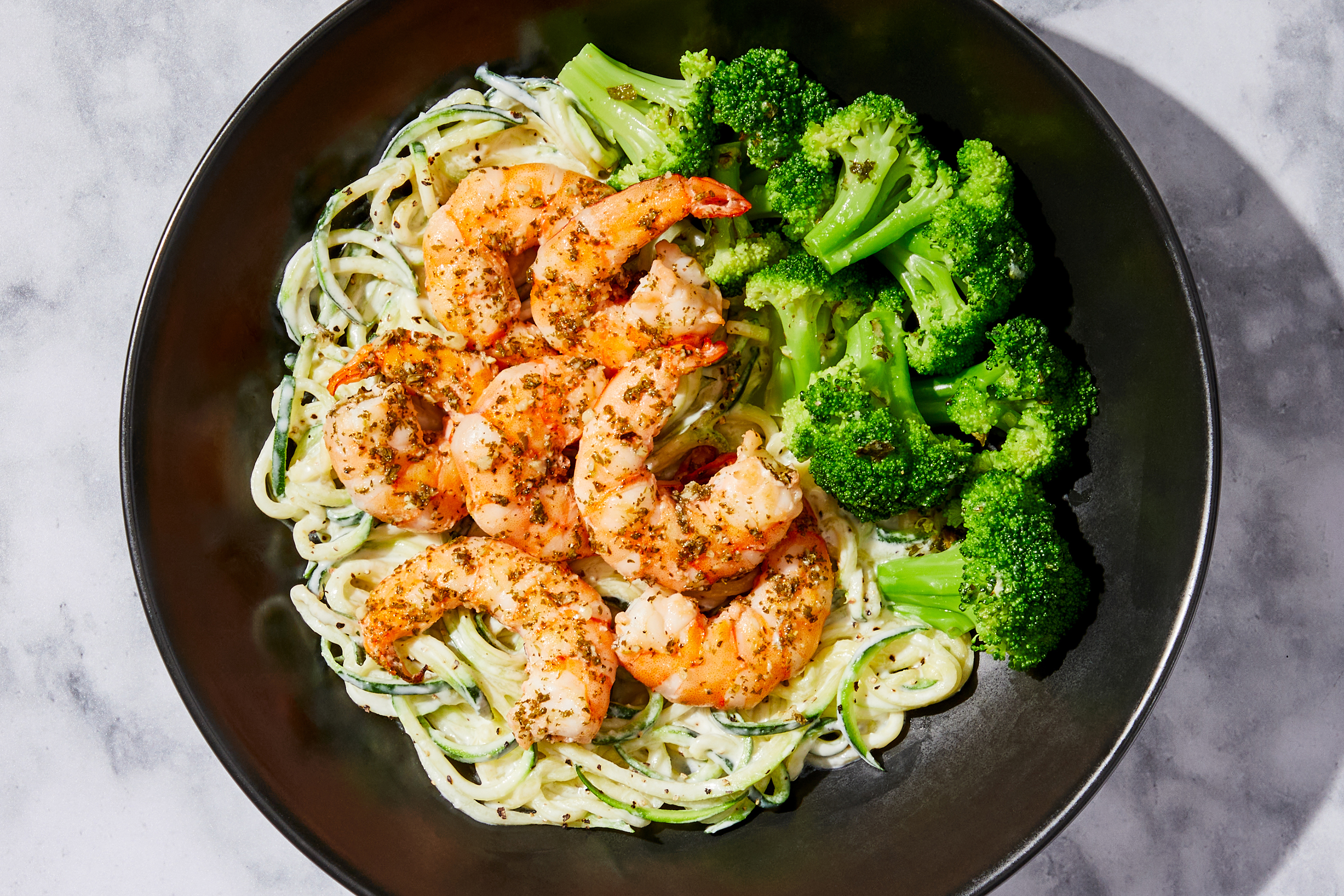Parmesan Cream Shrimp & Zucchini Noodles