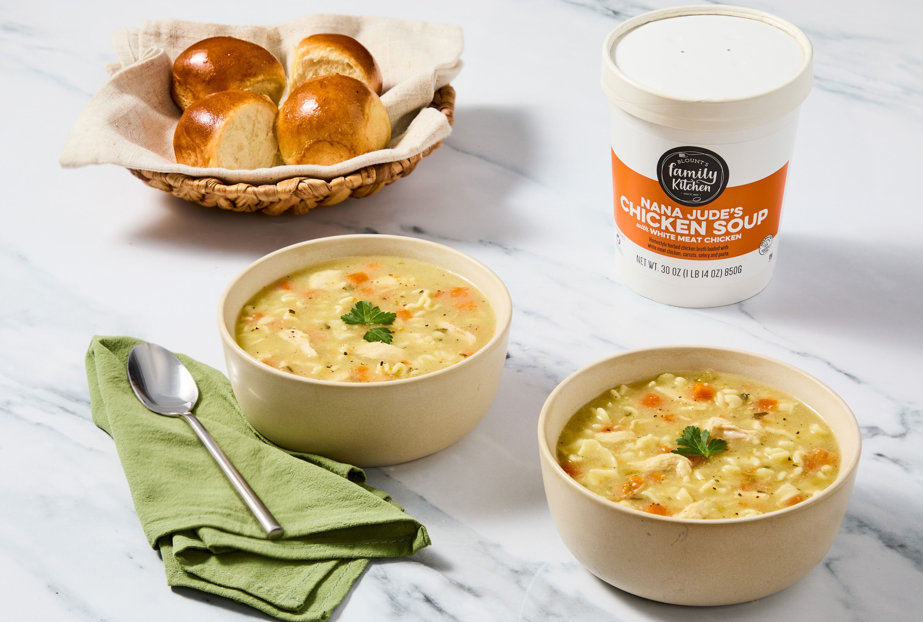 Chicken Noodle Soup & Parker Roll