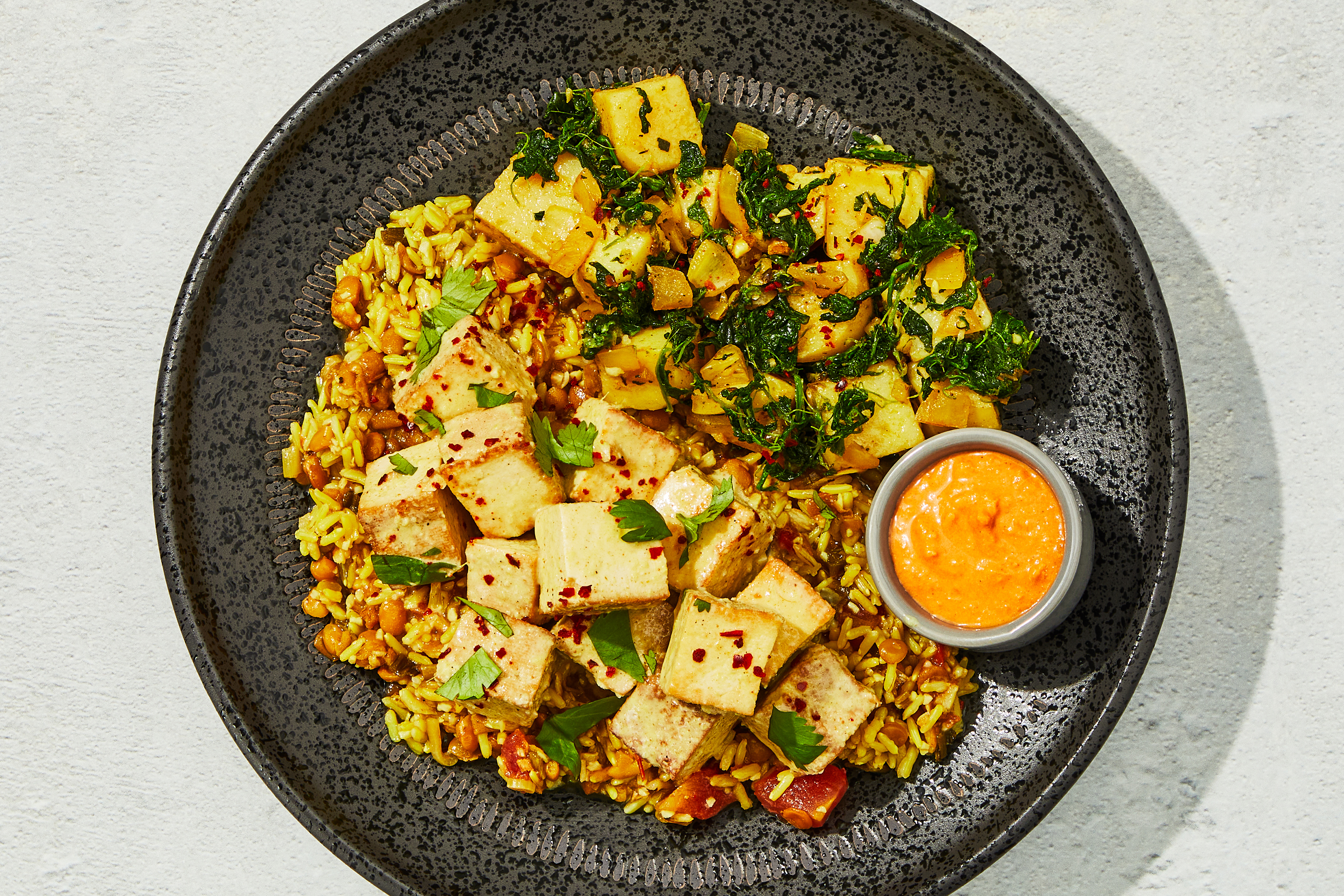 Indian Butter Tofu, Lentils & Rice