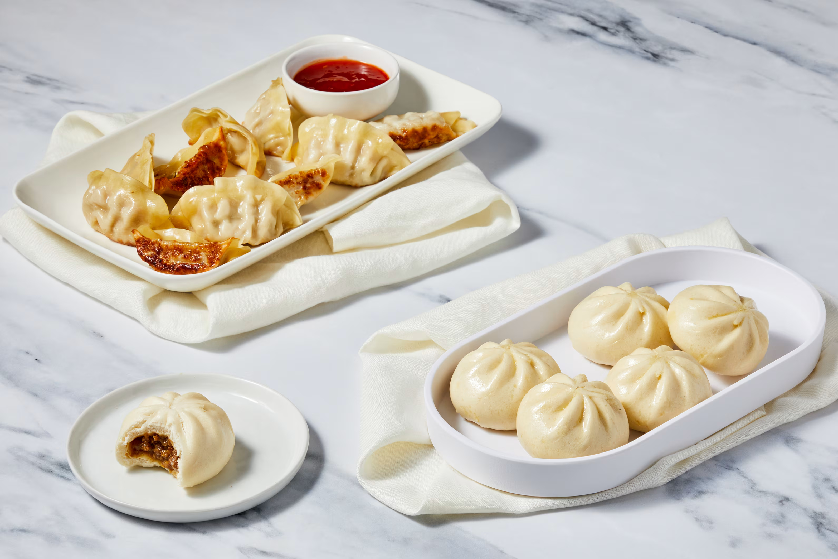 Super-Quick Garlic Chicken Gyoza Dumplings & BBQ Pork Bao Buns