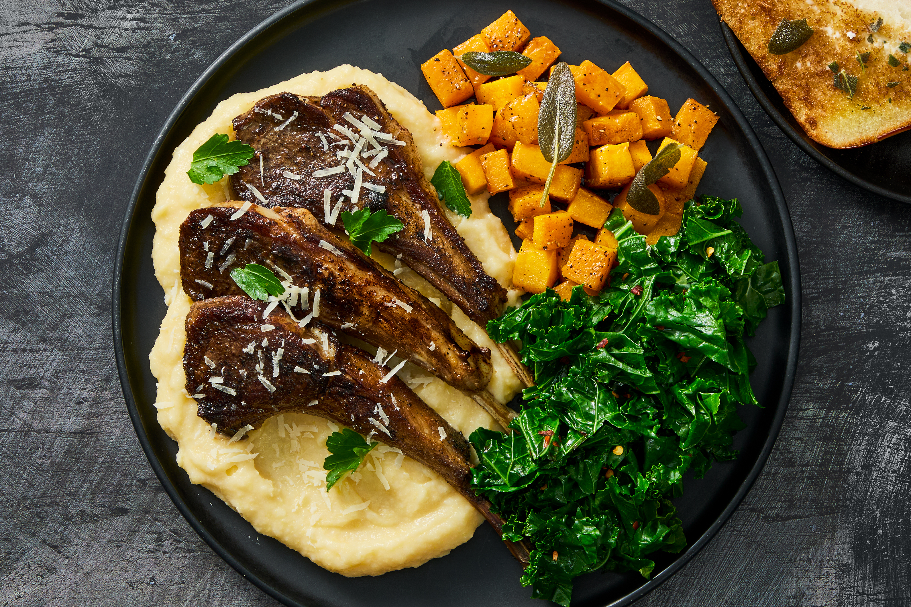 Seared Lamb Chops over Parmesan Polenta