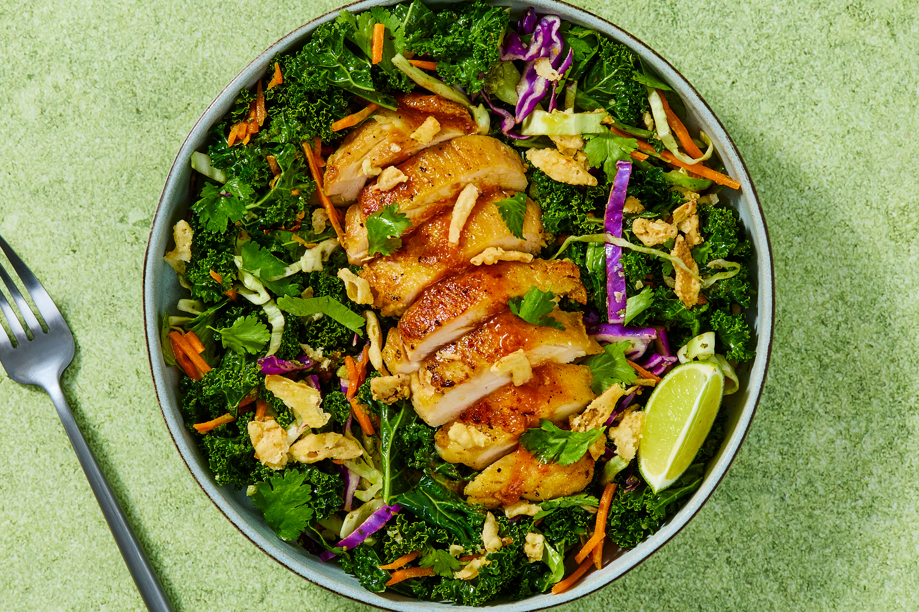 Asian Peanut Chicken & Kale Salad