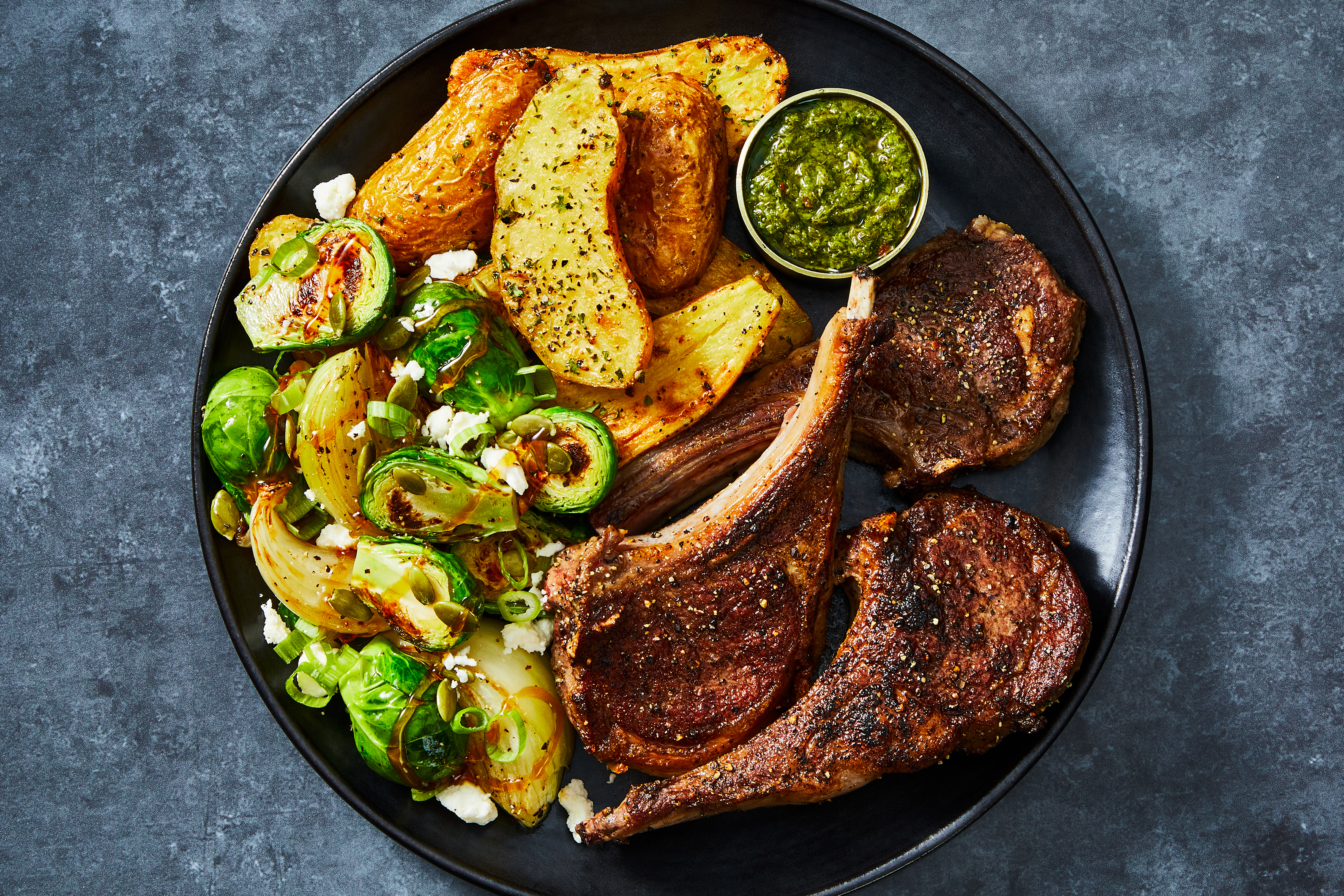 Chimichurri Lamb Chops & Hot Honey Brussels Sprouts
