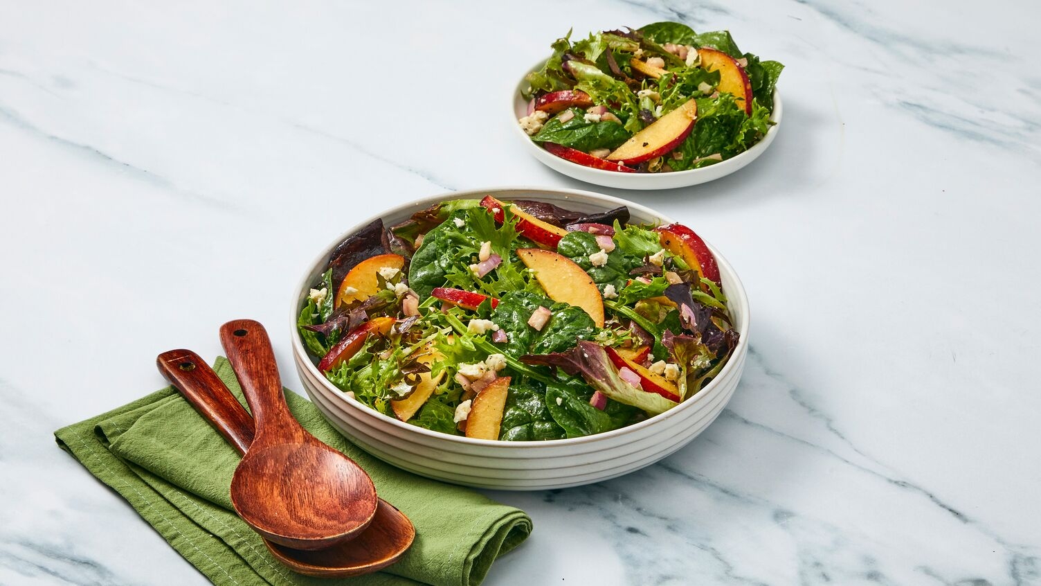 Peach & Feta Mixed Greens Salad