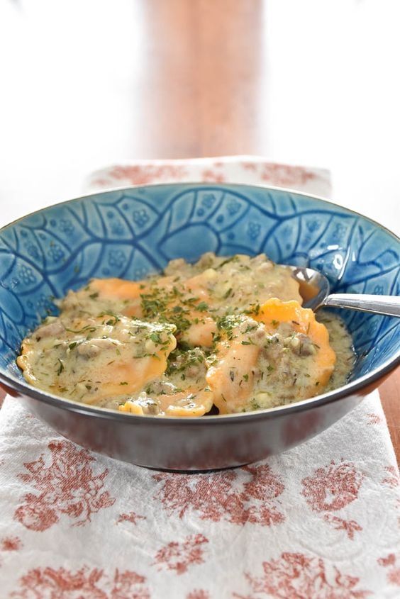 Creamy Sage Chicken and Butternut Squash Ravioli