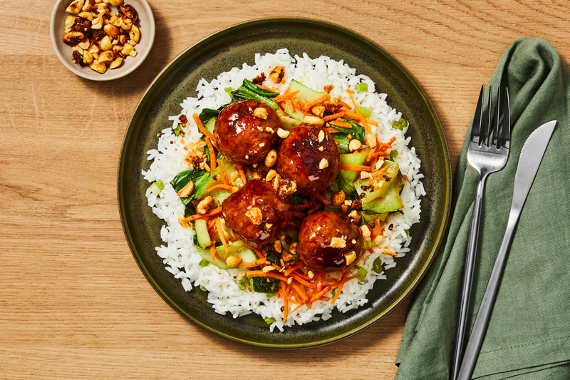 Hoisin Pork Meatball Rice Bowls