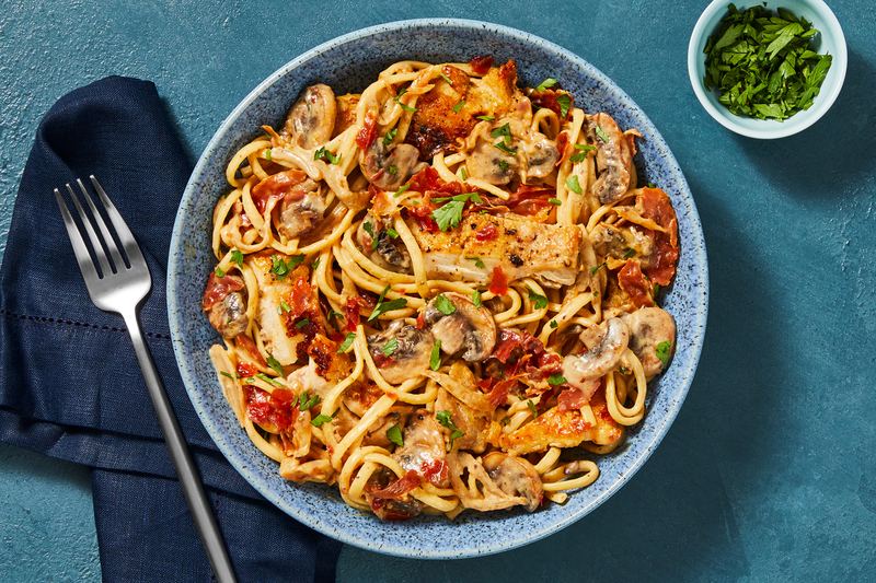 Marsala-Style Chicken Thighs and Linguine