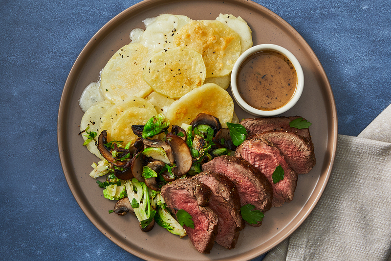 Steak de faux-filet et gratin dauphinois