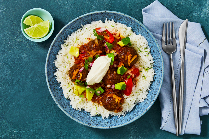 Enchilada-Inspired Cheesy Bison Meatball Bowls