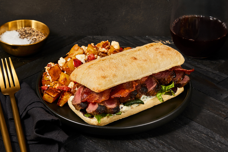 Double Striploin Steak and Bacon Sammies