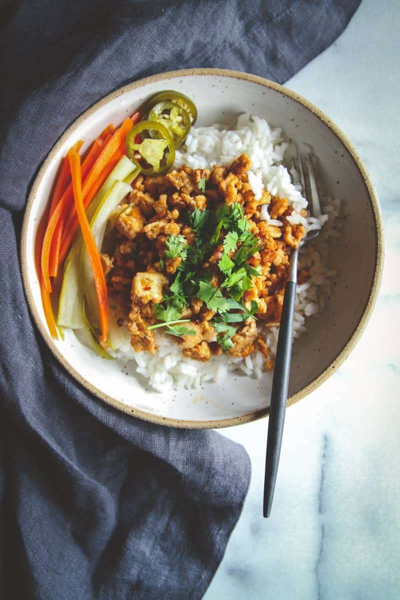 3-Step Easy Ground Turkey  & Rice Noodle Bowl 