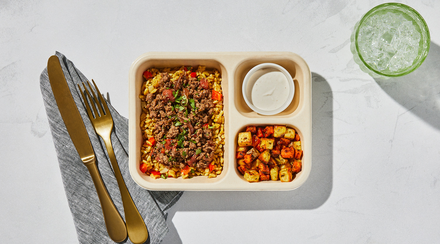 Prêt-à-réchauffer : Bol de riz et de bœuf à la libanaise
