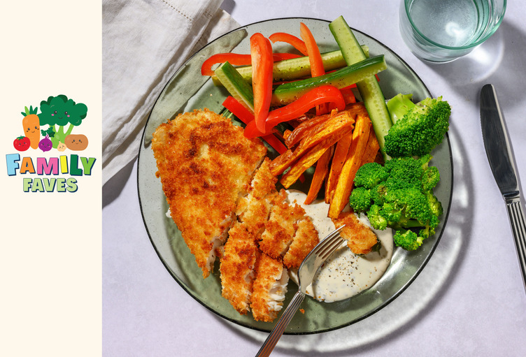 Crumbed Fish, Prawns & Sweet Potato Chips