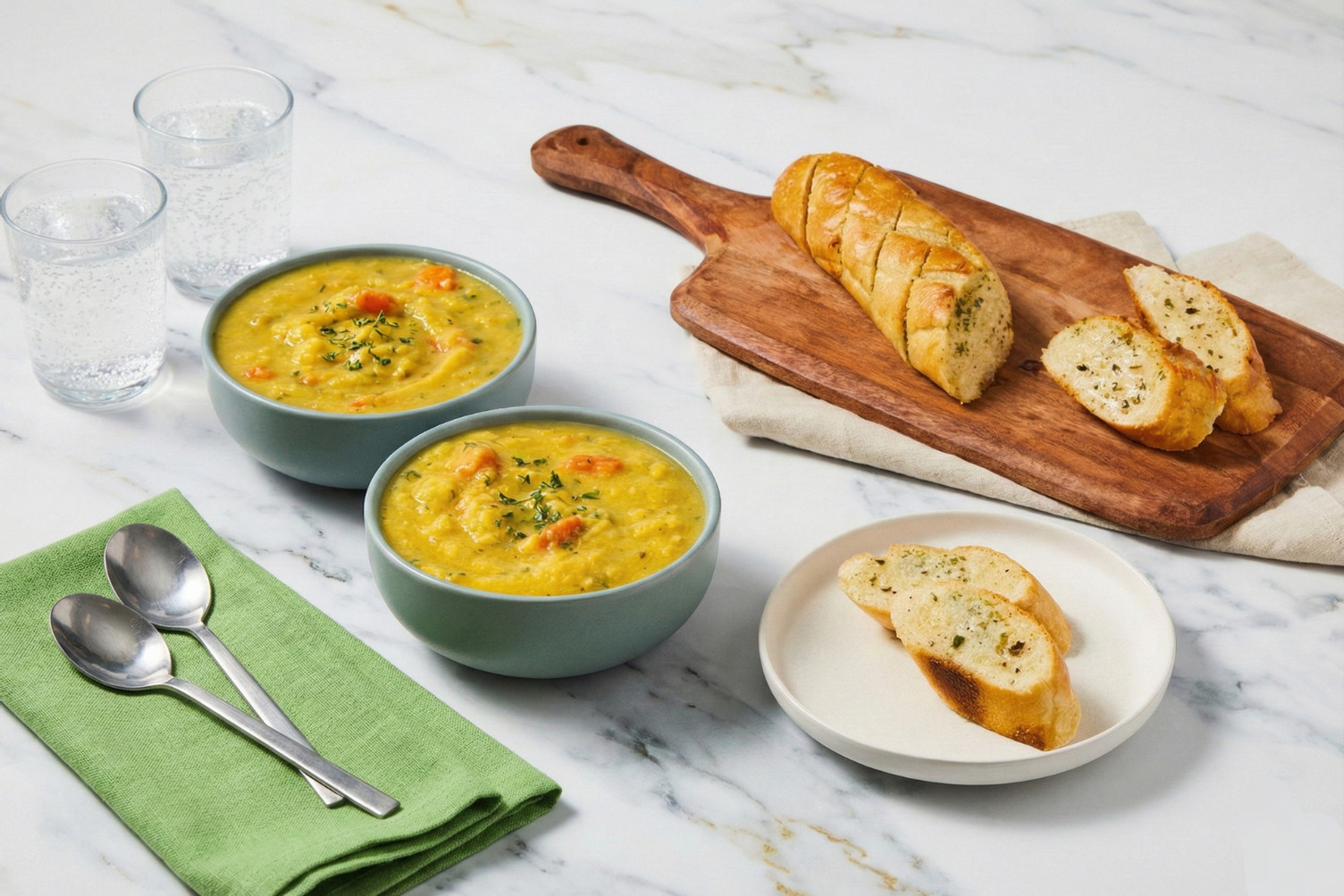 Egyptian Lentil Soup & Garlic Bread