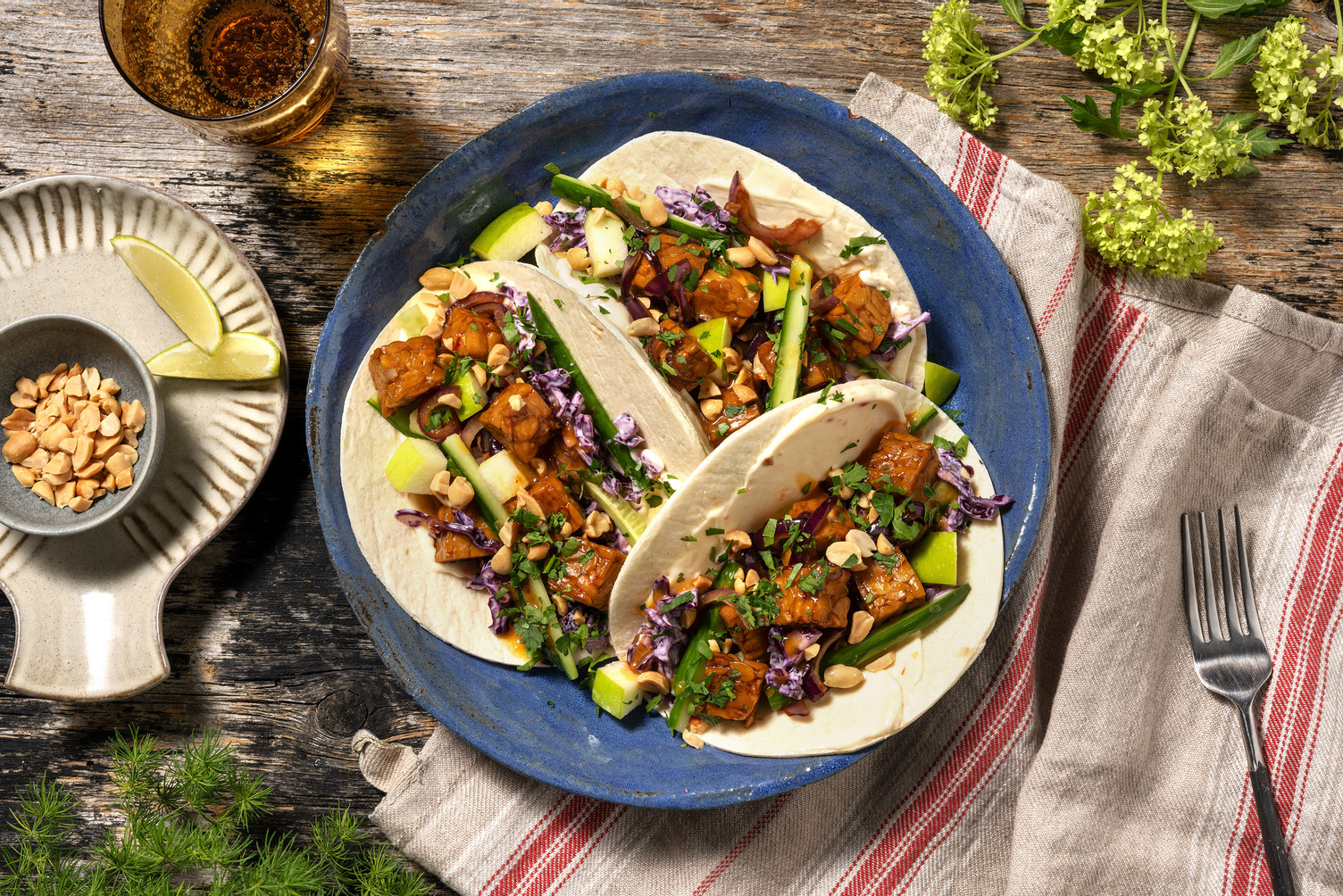 Asian-Inspired Tortillas with Tempeh and Mango Ketchup