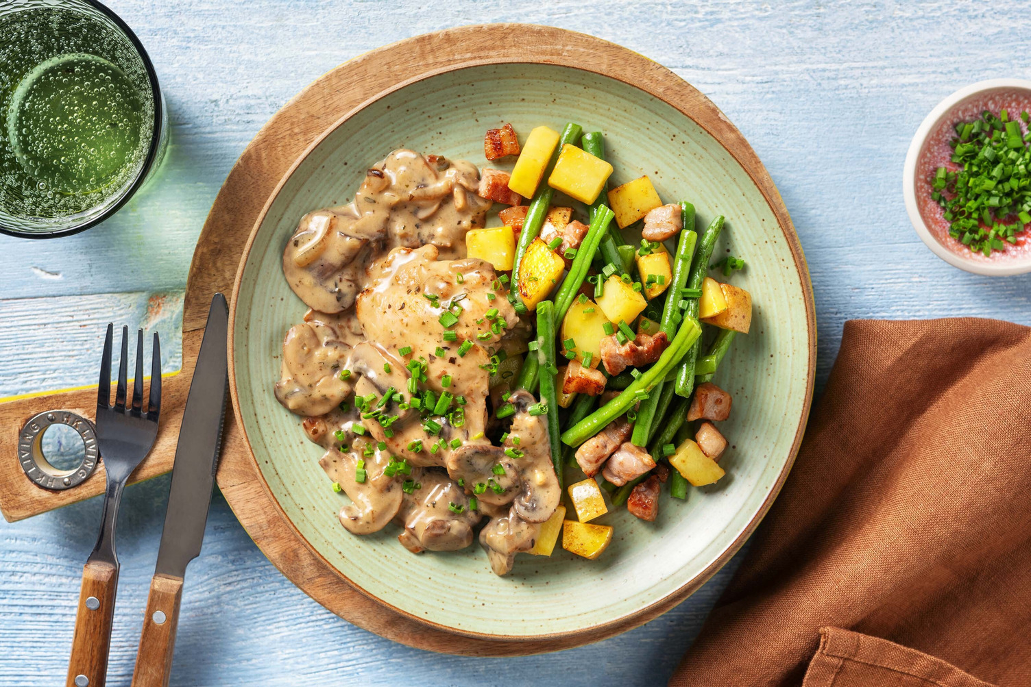 Gekruide kipfilet met champi roomsaus