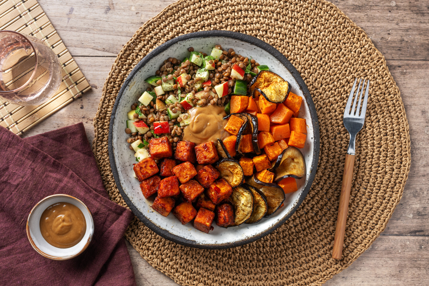 Buddhabowl met zoete aardappel en tofu