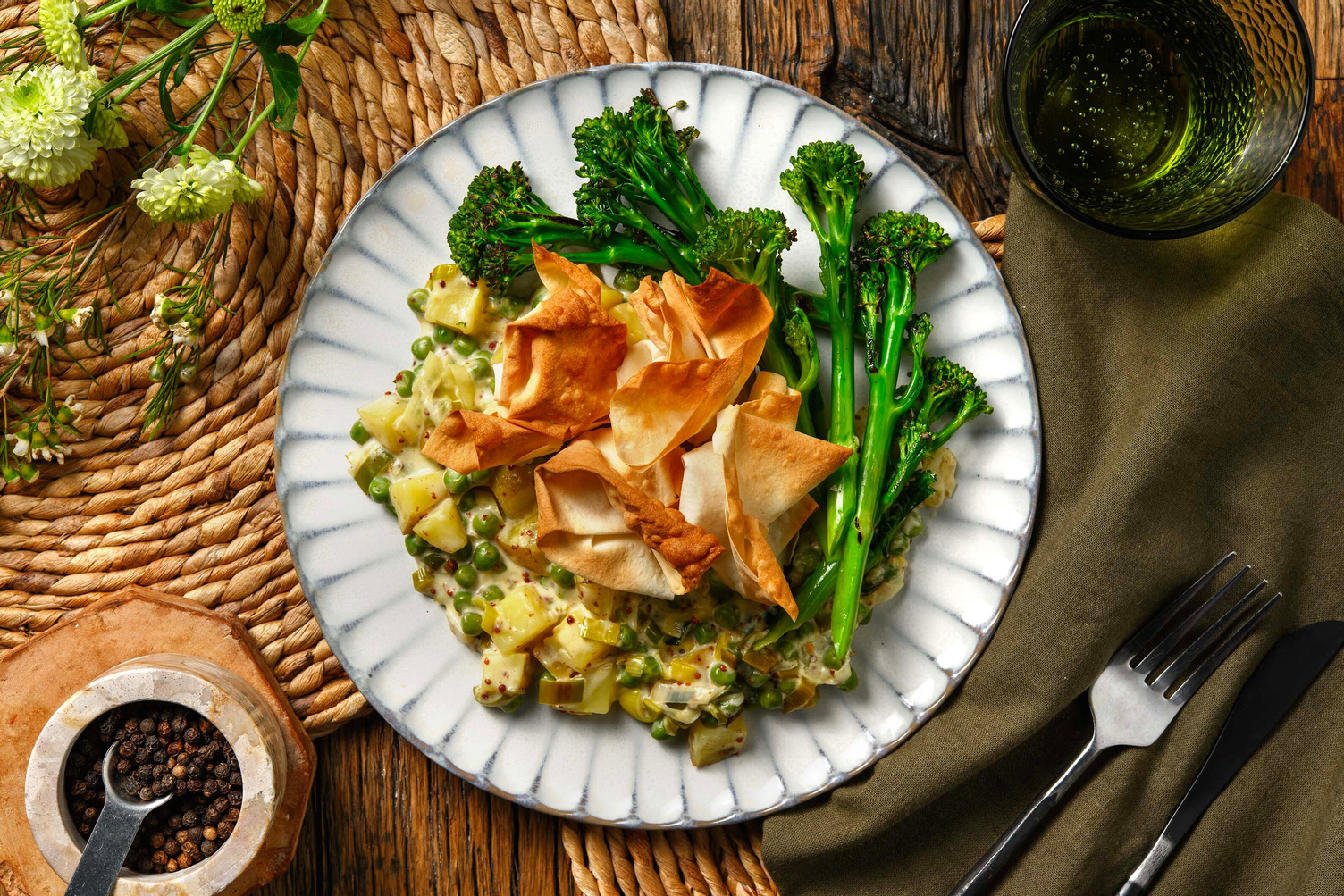 Creamy Leek, Potato and Mustard Filo Pie