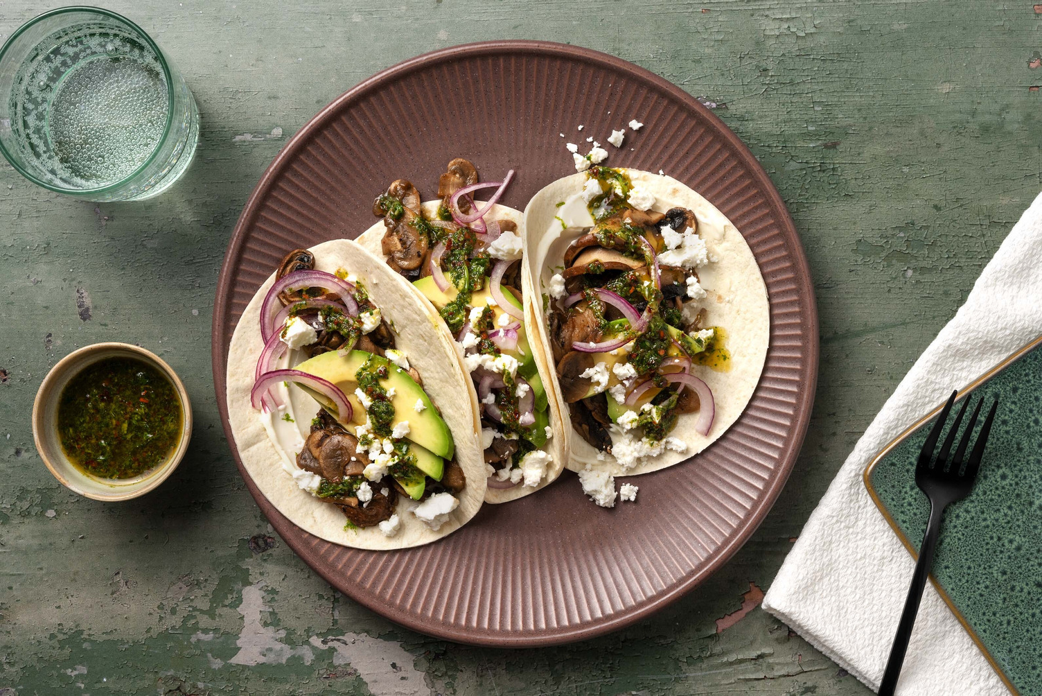 Portobello Tacos mit Chimichurri