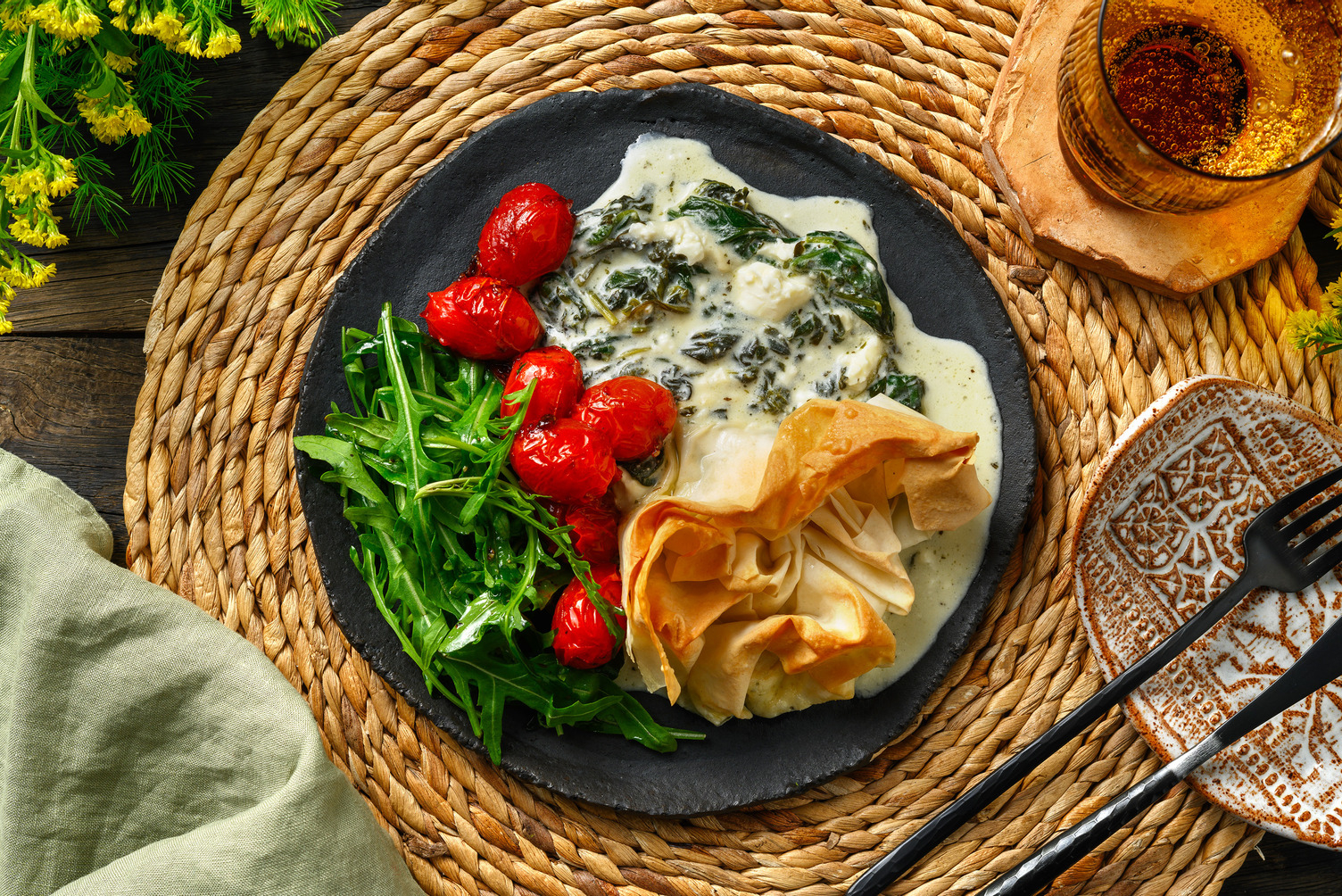 Spanakopita Inspired Cheese and Spinach Pie