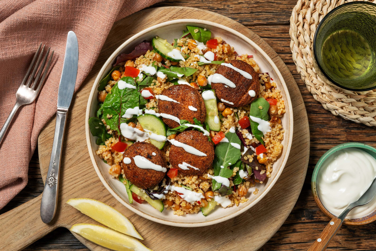 Moroccan Style Falafel Bulgur Salad