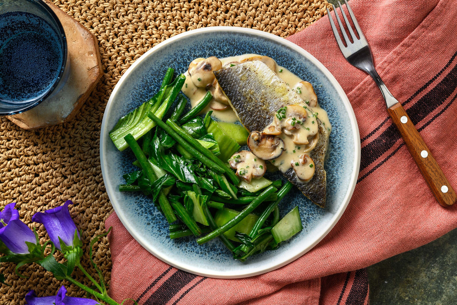 Creamy Mushroom and Chive Sea Bream