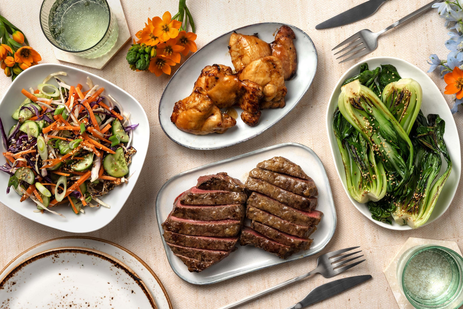 Miso Rump Steak and Teriyaki Chicken