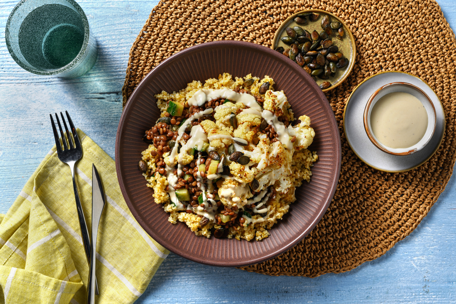 Bulgurbowl met geroosterde bloemkool