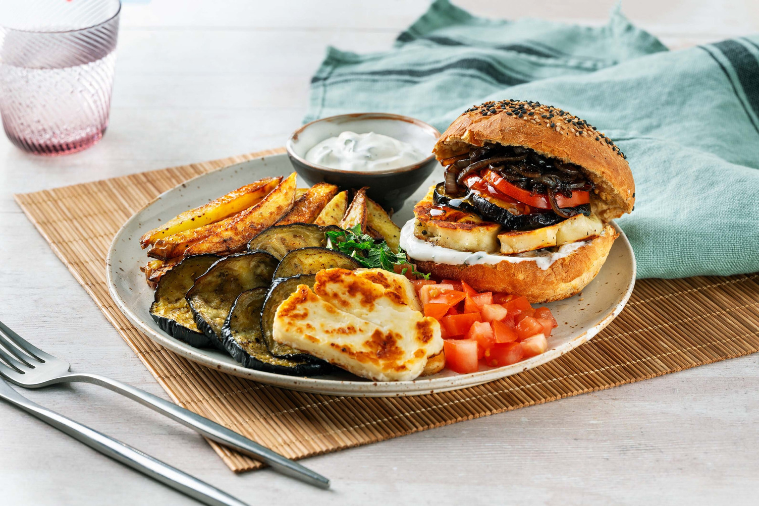 Halloumi Burger with Eggplant