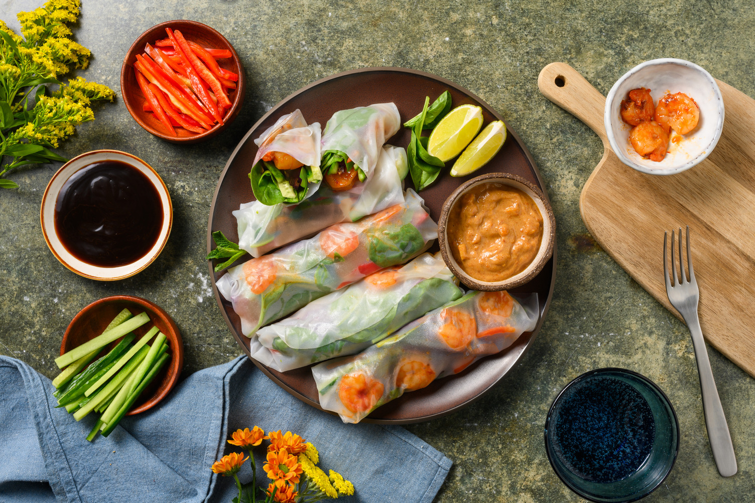 Vietnamese springrolls met garnalen