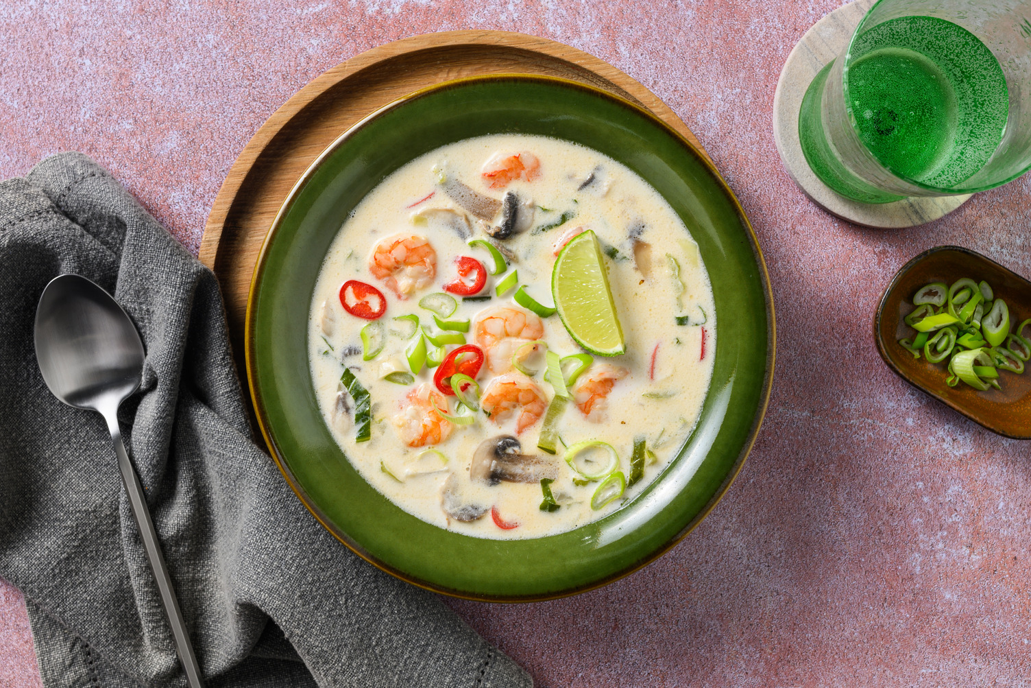 Thaise kokossoep met garnalen