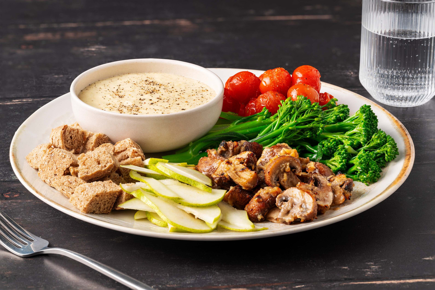 Kaasfondue met misopaddenstoelen en broccolini