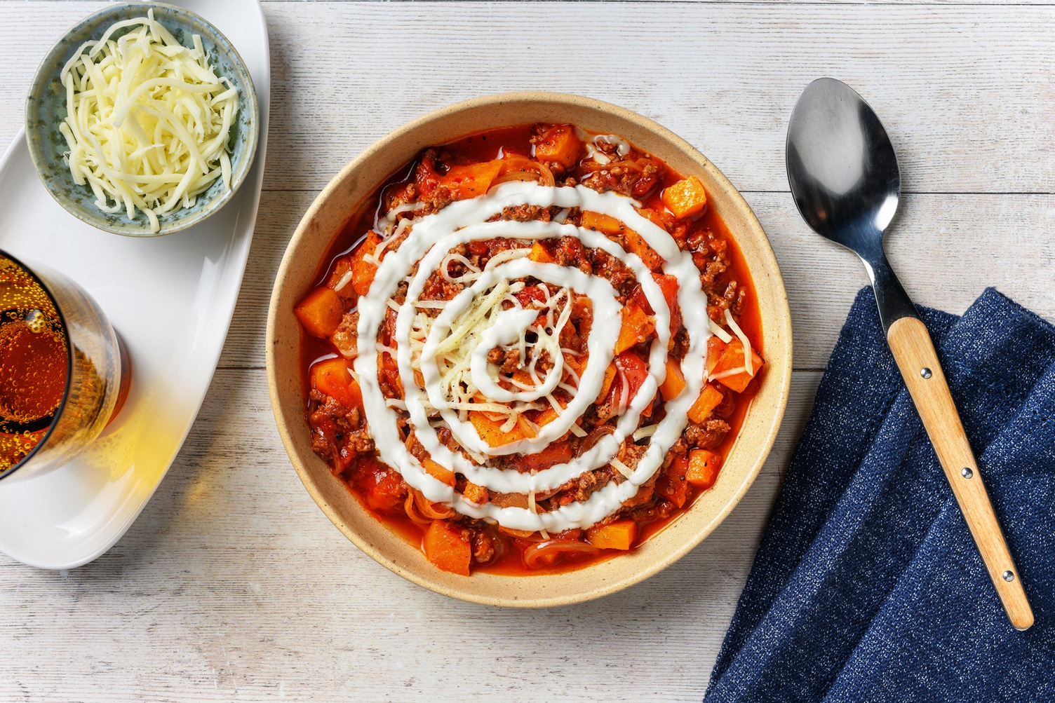 Chipotle-Butternut Chili mit Shiitake-Rinderhack