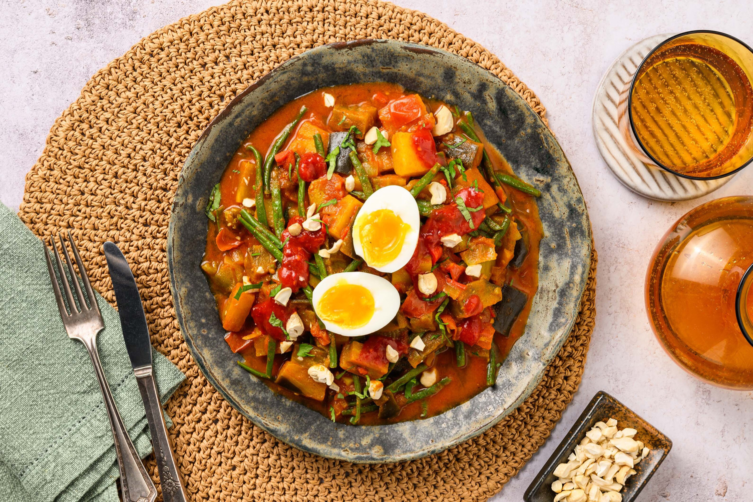 Surinaamse aubergine met aardappelen