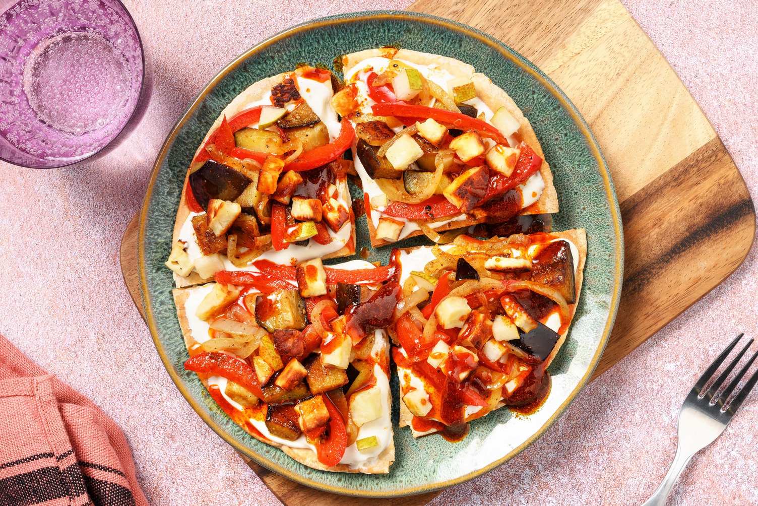 Crispy Flatbread with Halloumi and Hot Honey