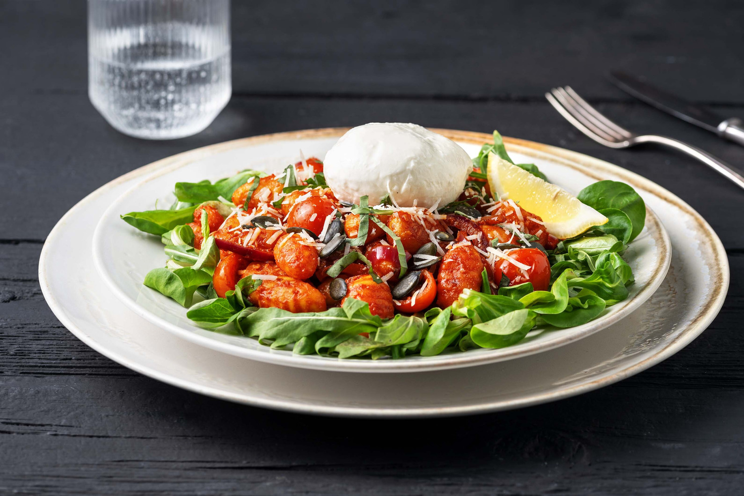 Sweet Potato Gnocchi with Burrata & Basil