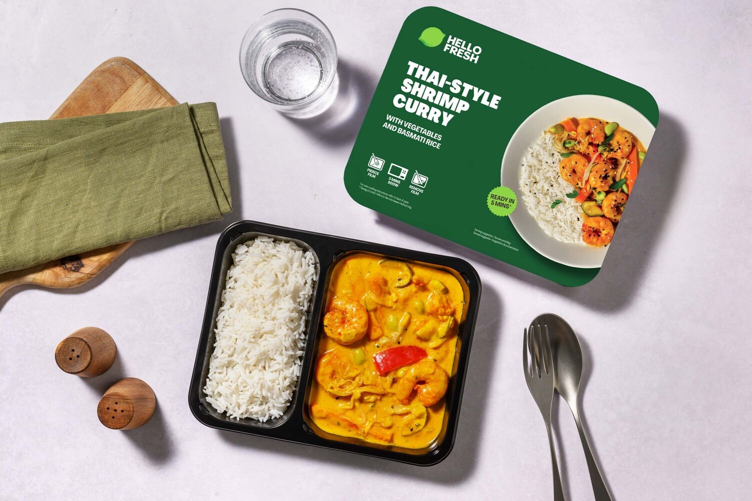 Thaise stijl garnalencurry met groenten en rijst