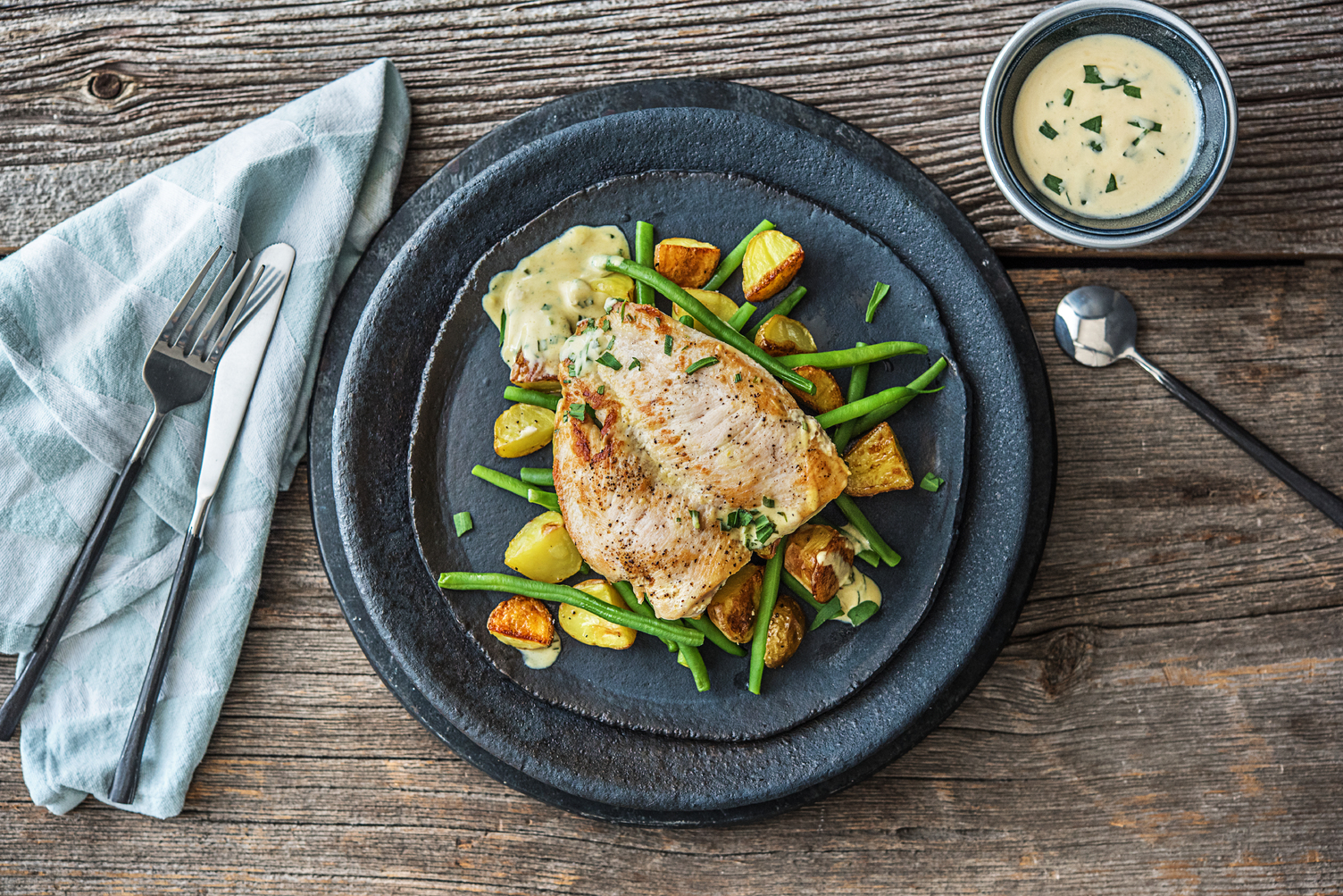 Butterflied Chicken and Tarragon Sauce