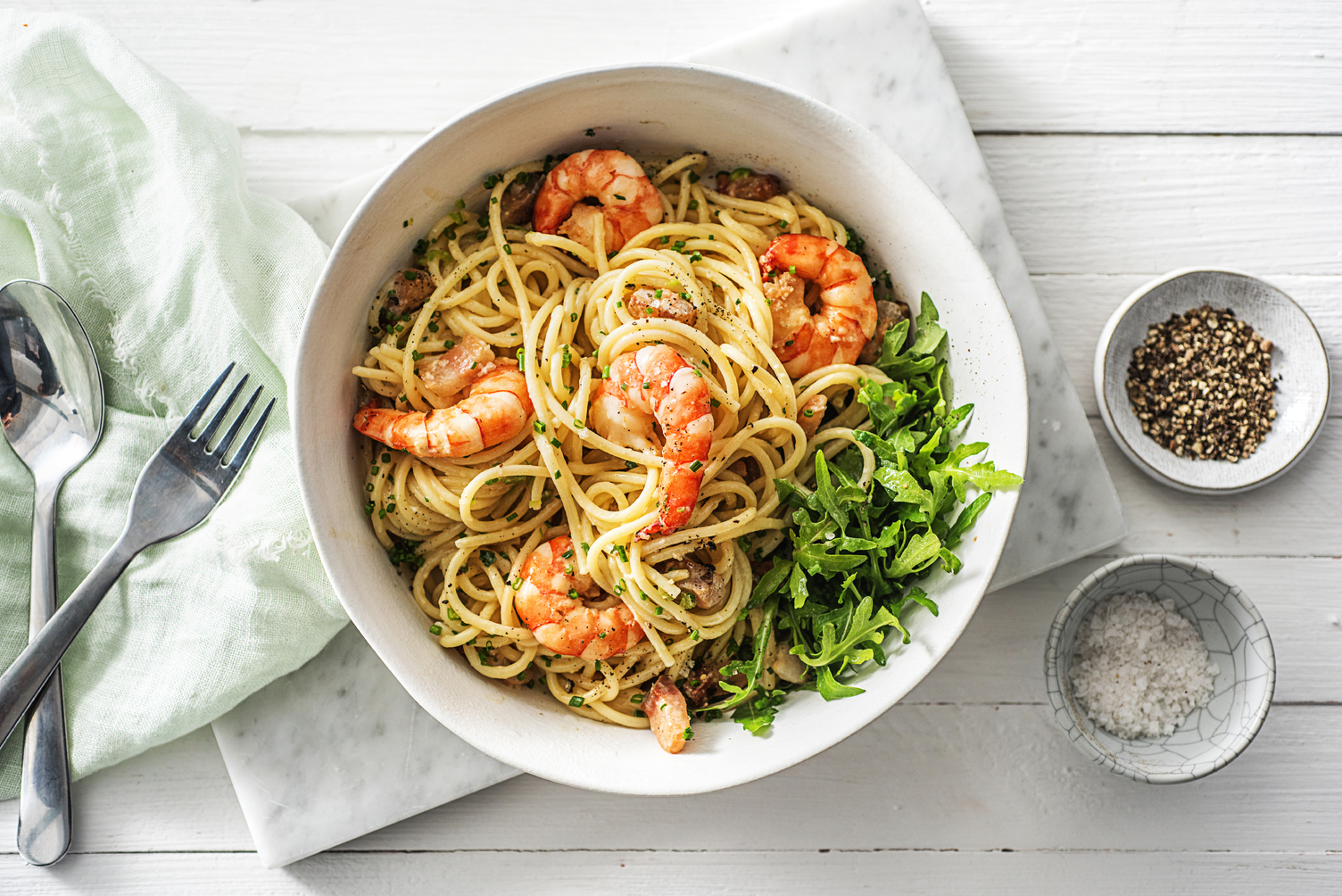 Creamy Prawn & Pancetta Spaghetti